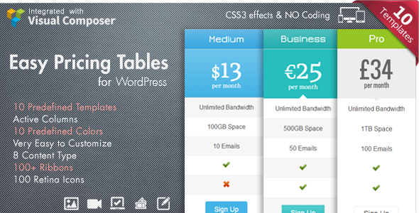 Easy Pricing Tables